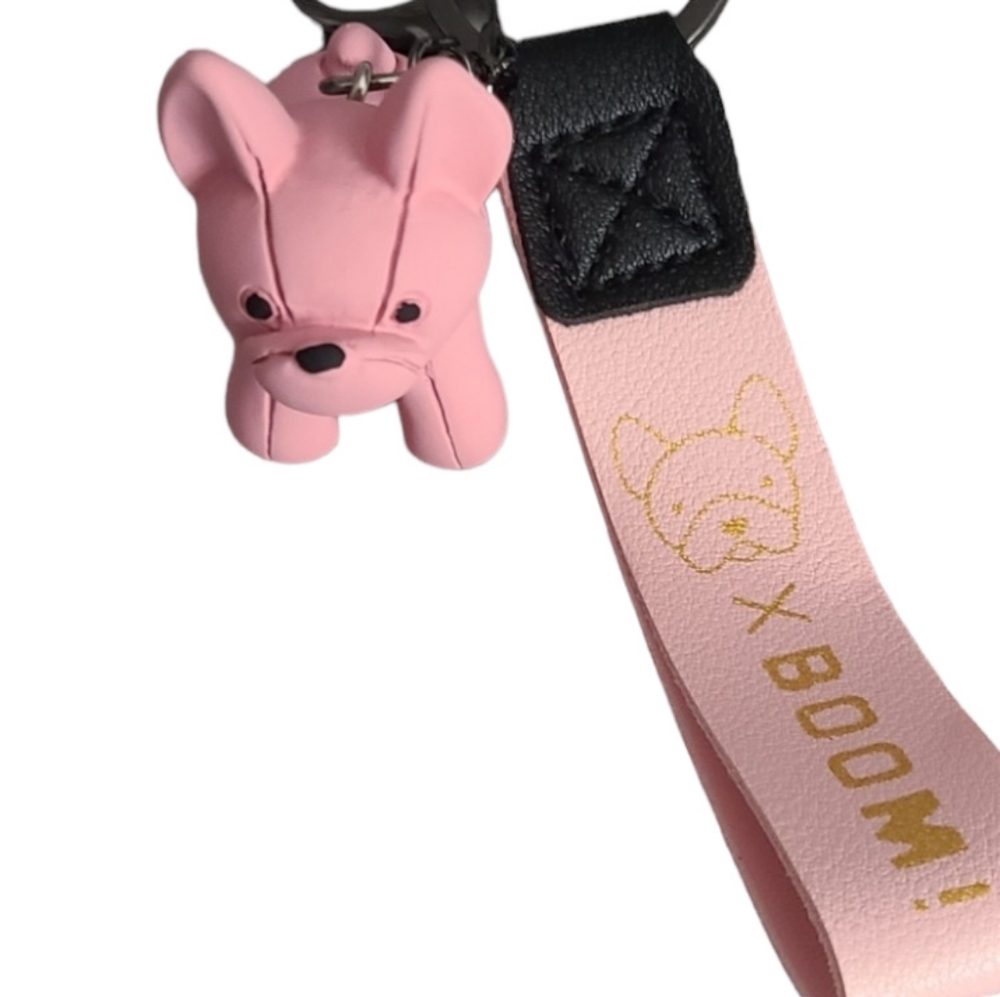 Dog boom pink keychain 6 inches new in package